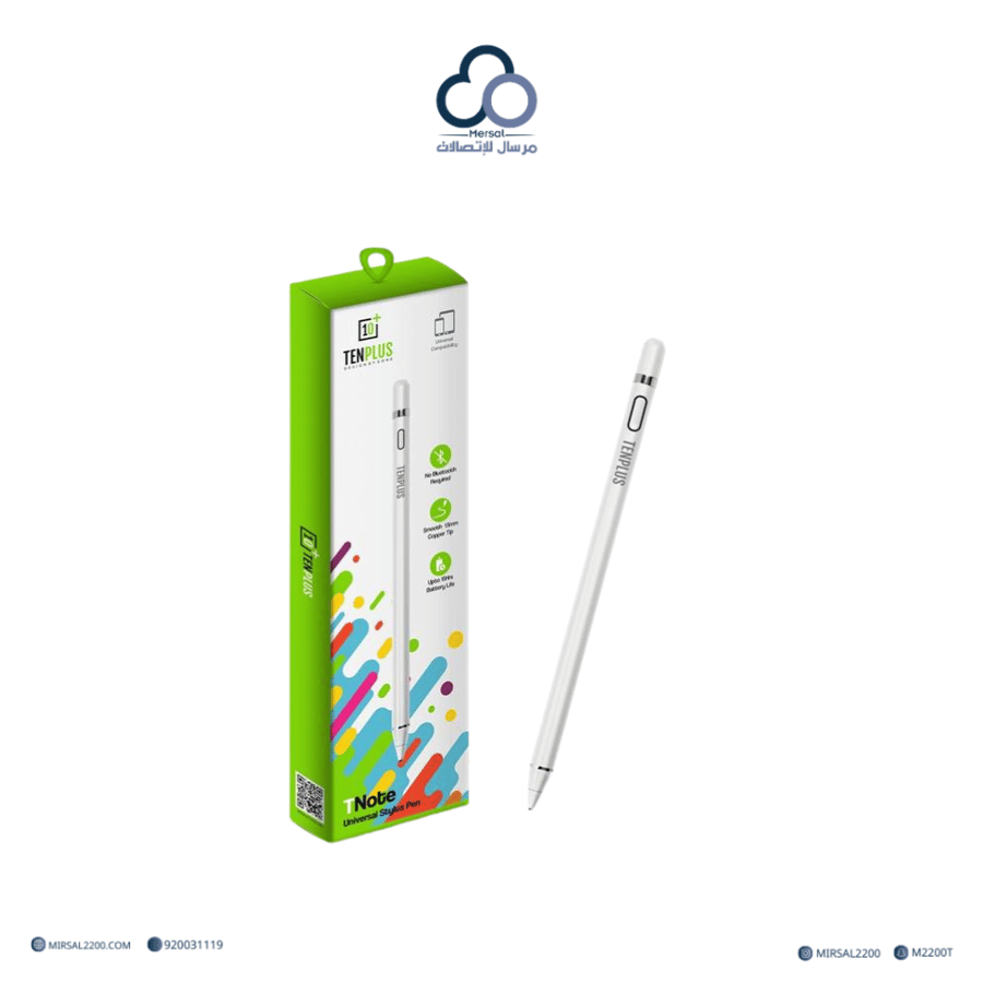 قلم TENPLUS TNote Universal Stylus Pen للأجهزة اللوحية – أبيض