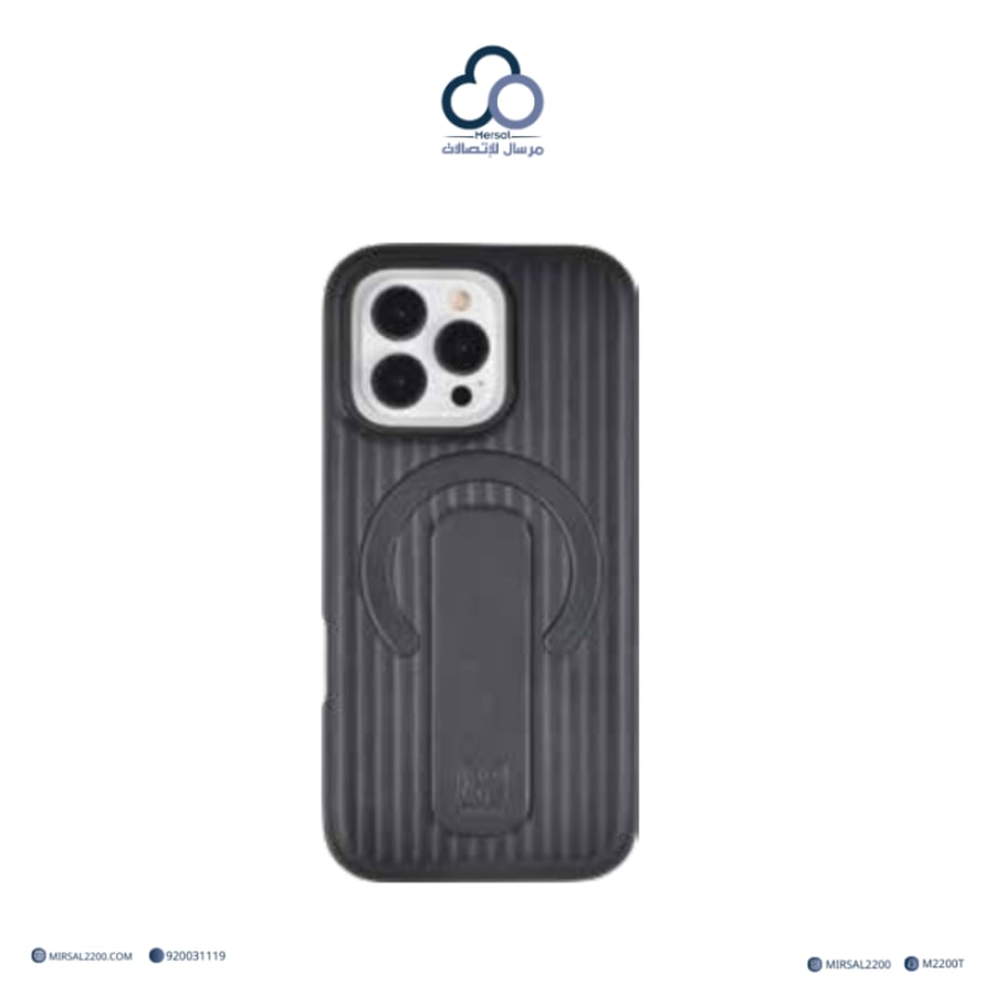 جراب جوالMacgrip Stripe PU من براند بارك (BRADPARK) ايفون 15 برو   اسود