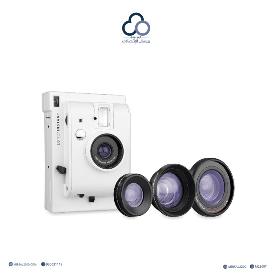كاميرا Lomography Lomo’Instant الفورية – White Edition مع 3 عدسات