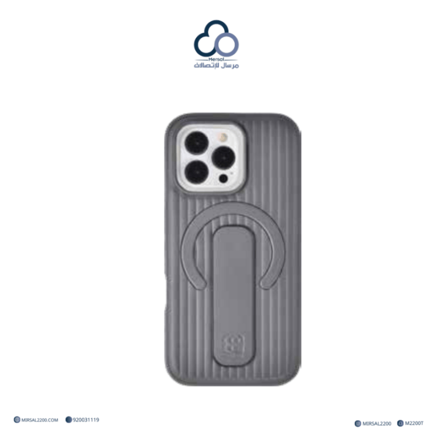 جراب جوالMacgrip Stripe PU من براند بارك (BRADPARK) ايفون 16 برو  فضي