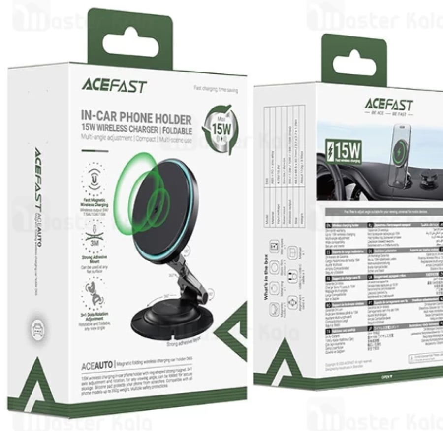 AceFast D65 حامل مغناطيسي مع شحن لاسلكي  AceFast D65 Magnetic Wireless Charging Car Holder
