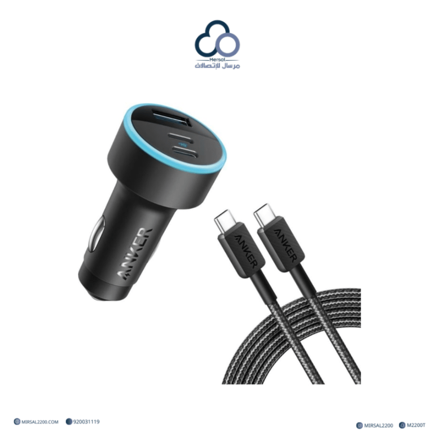 شاحن سيارة أنكر 335 (67W) مع سلك C-to-C بطول 0.9 م