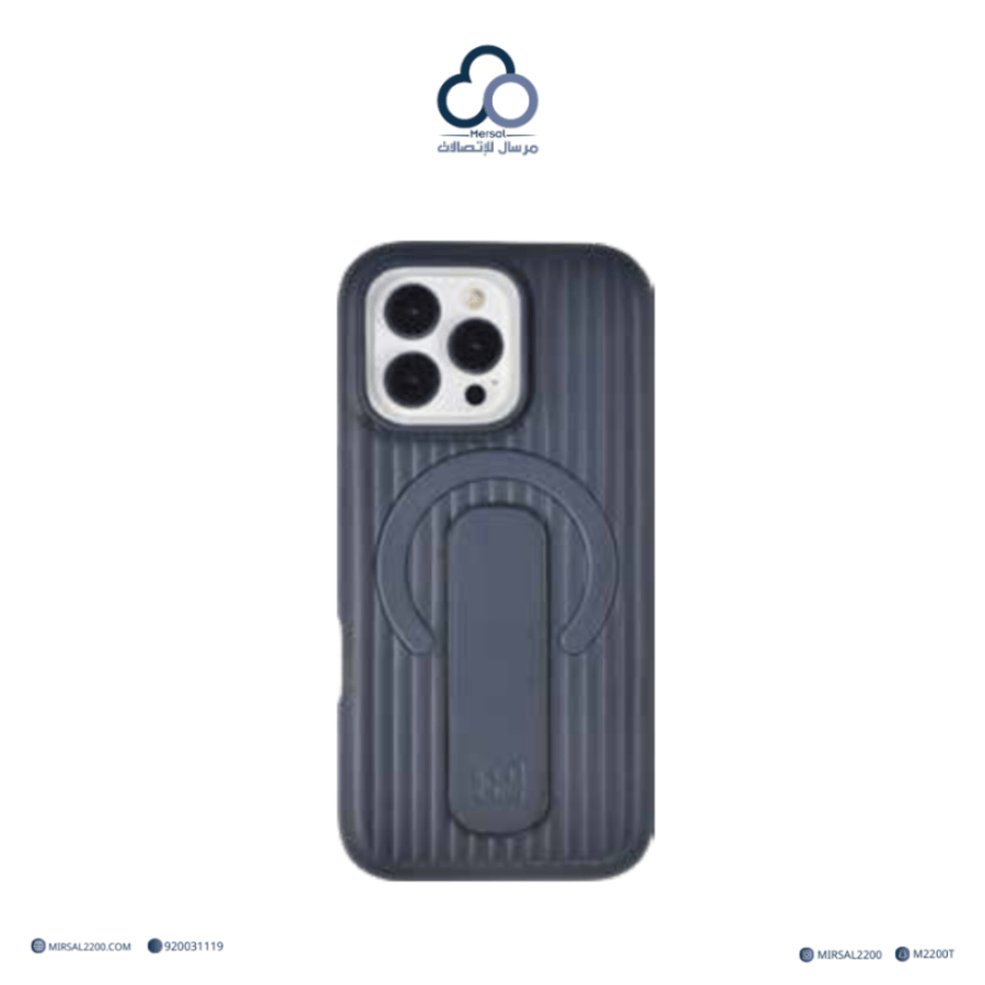 جراب جوالMacgrip Stripe PU من براند بارك (BRADPARK) ايفون 15 برو  كحلي