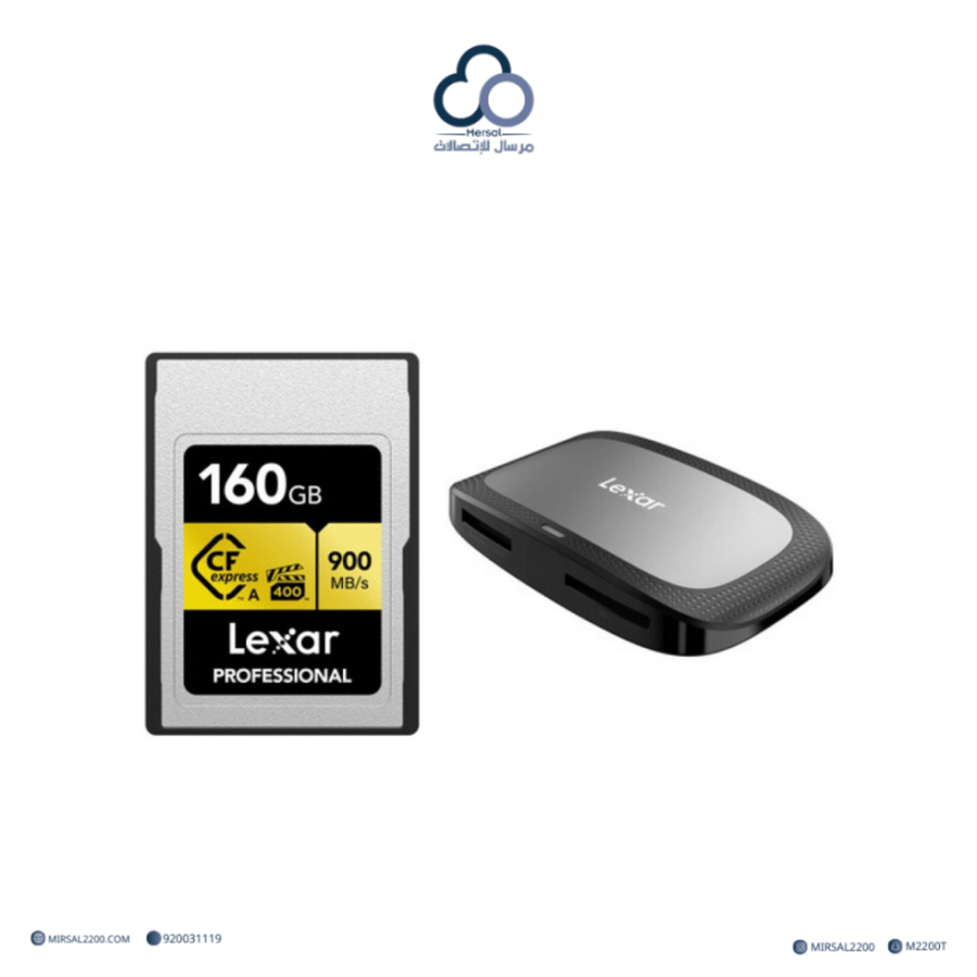 بطاقة Lexar Professional CFexpress Type A GOLD – سعة 160 جيجابايت مع قارئ بطاقات
