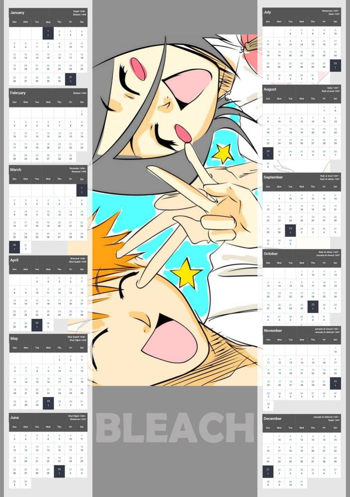 bleach Calendar 2026 - 1