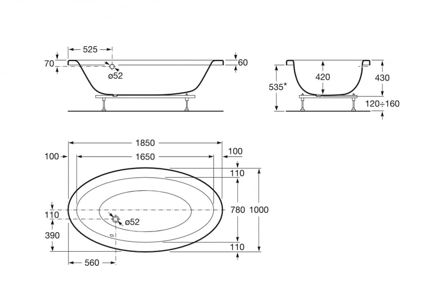 Georgia bathtub without panels - white
