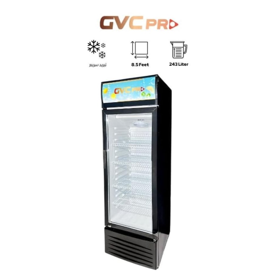 ثلاجة جى في سي عرض 300 لتر اسود GVCW-480