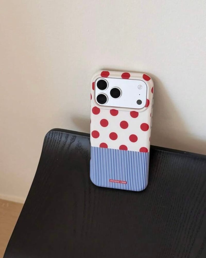dotted with red