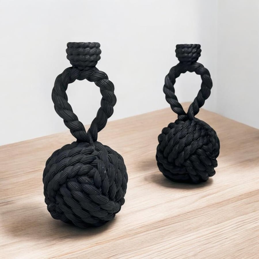 Poly candle holder with beads, size 22 cm