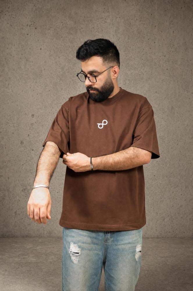 تيشيرت بيسك أوفر سايز — بني كاكاو