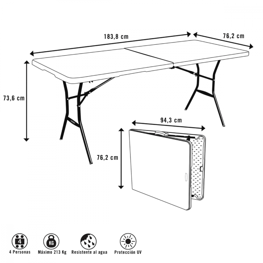 Rectangular table foldable