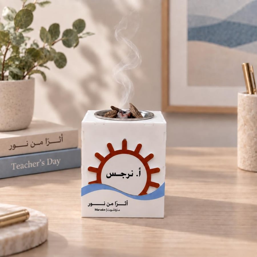 مبخرة يوم المعلم مخصصة بالاسم – هدية أنيقة للمعلم والمعلمة