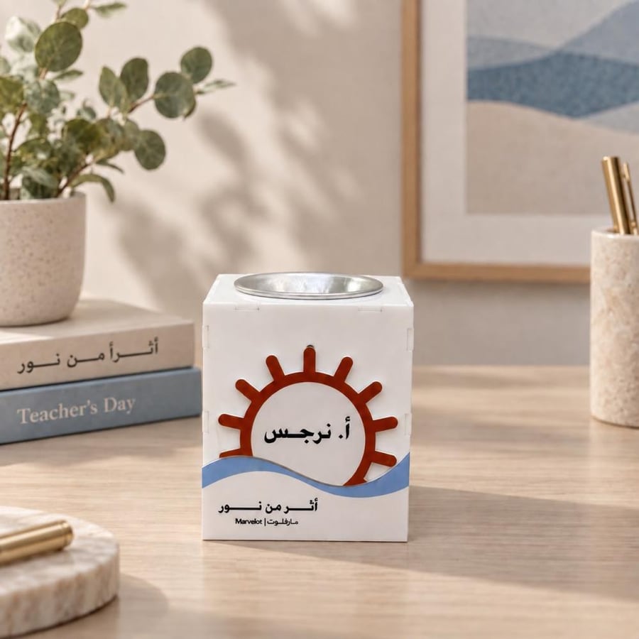 مبخرة يوم المعلم مخصصة بالاسم – هدية أنيقة للمعلم والمعلمة