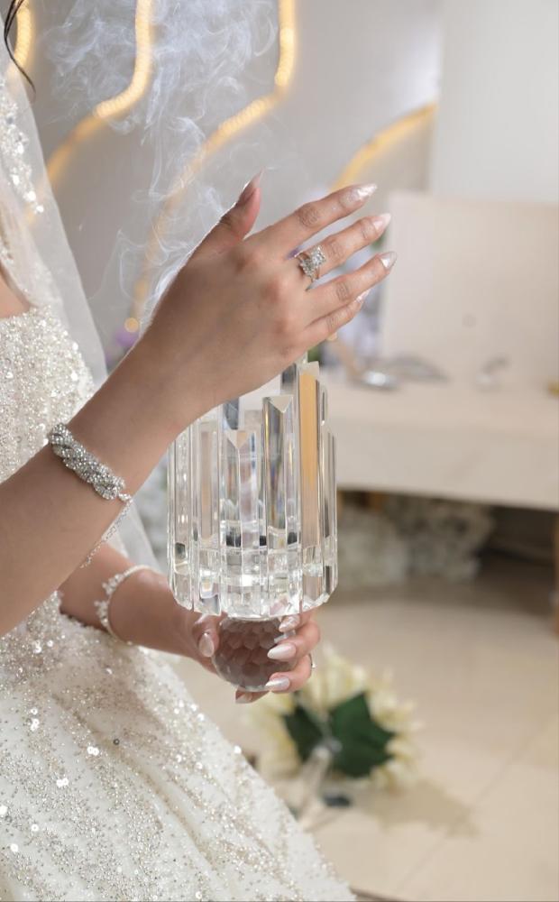 طقم مبخرة كرستال قطعتين (مبخرة بقاعدة كرستال+ستاند عود ميني)