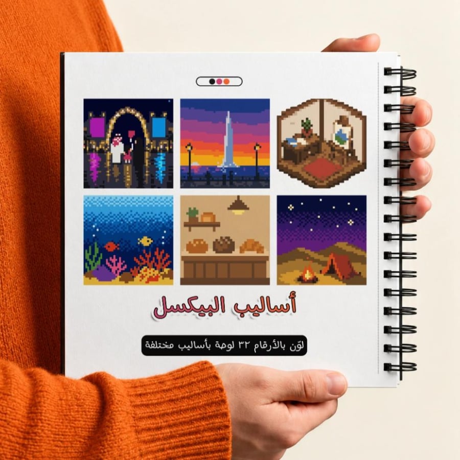 أساليب البيكسل | كتاب تلوين بالأرقام ٣٢ لوحة بأساليب مختلفة