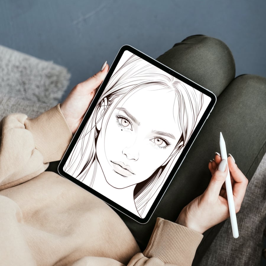 Digital coloring: Practice coloring skin - coloring realistic faces