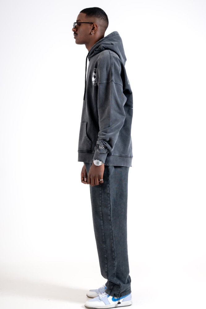 Oversized washed black Hoodie