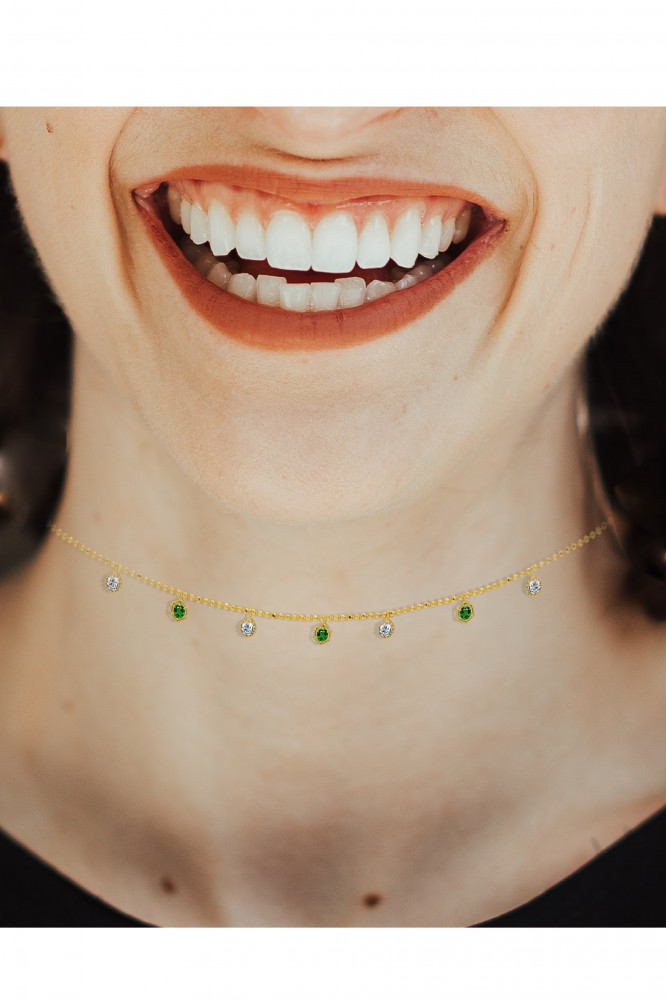 عقد شوكر زركون مطلي ذهب RH1015