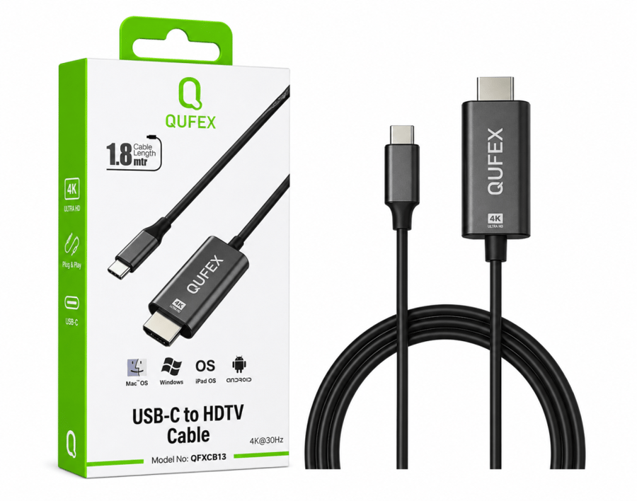 كيوفيكس كيبل HD TV منفذ تايب سي بطول 1.8 متر