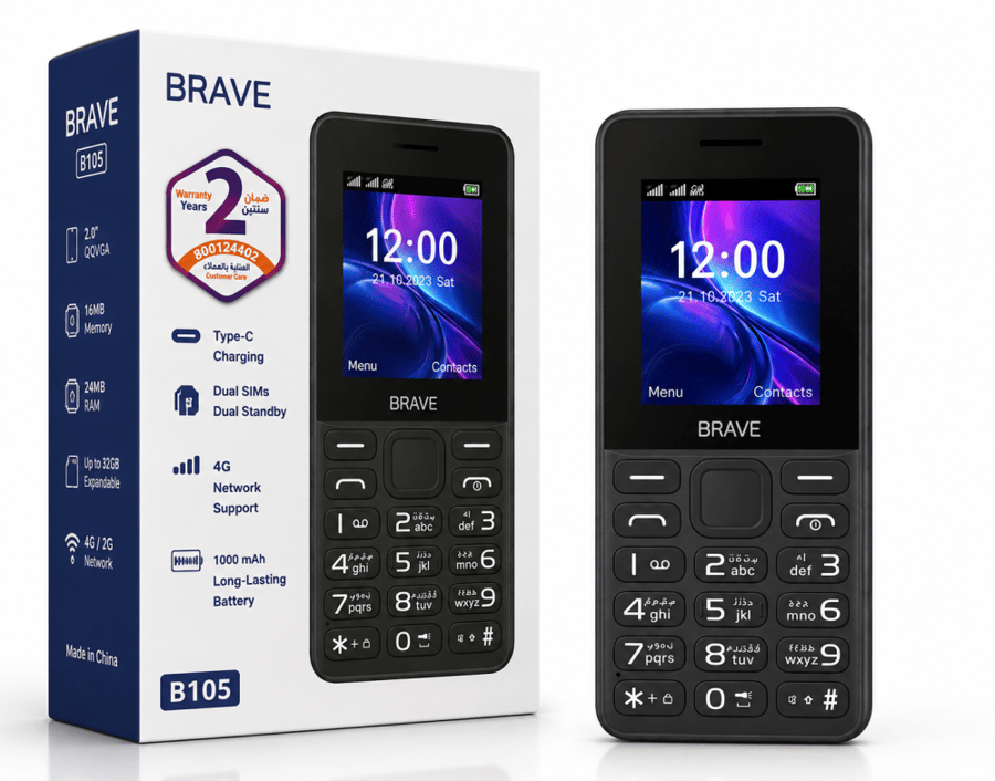 بريف BRAVE B105 4G بشريحتين – شحن Type-C وبطارية 1000mAh