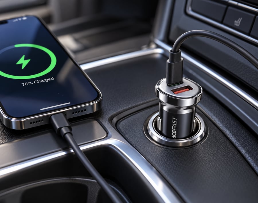 ACEFAST | ايس فاست شاحن سيارة B19 سريع 30 واط USB-C وUSB-A