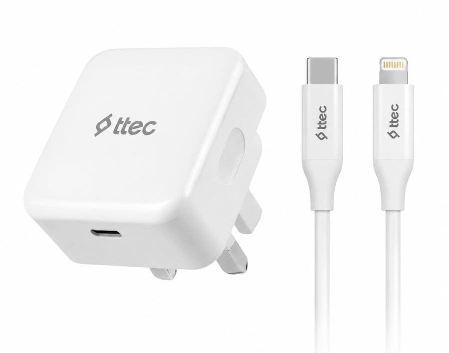 شاحن تي تك الذكي برو 30 واط للشحن السريع USB-C PD مع كيبل USB-C إلى لايتنينج