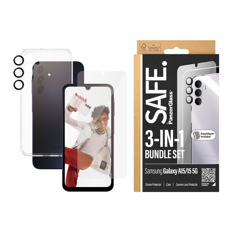 بانزر جلاس SAFE بكج حماية 3 في1 سامسونج جالكسي A15