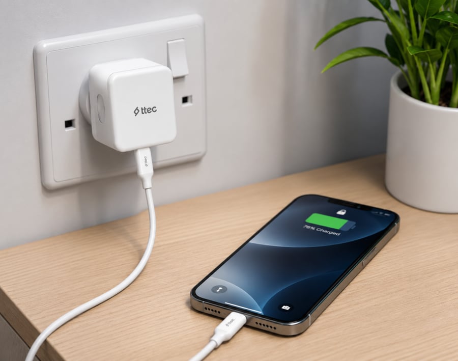 شاحن تي تك الذكي برو 30 واط للشحن السريع USB-C PD مع كيبل USB-C إلى لايتنينج