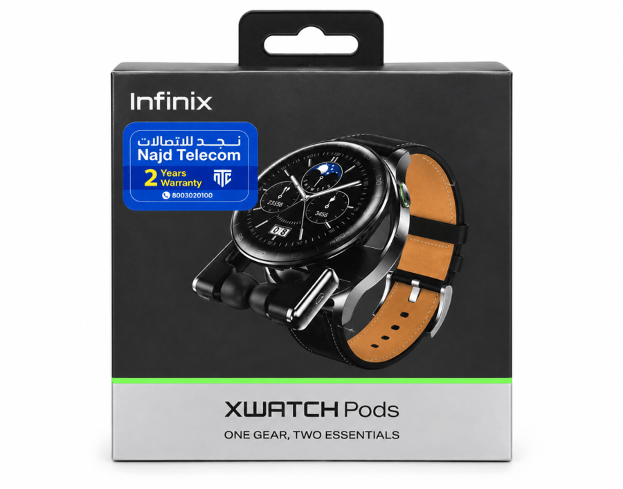 إنفينيكس XWATCH Pods ساعة ذكية مع سماعات بلوتوث مدمجة – أسود