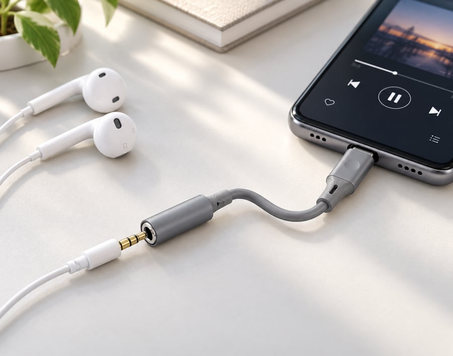 محوّل صوت PROMASS PM0344 من USB‑C إلى 3.5 مم – رمادي