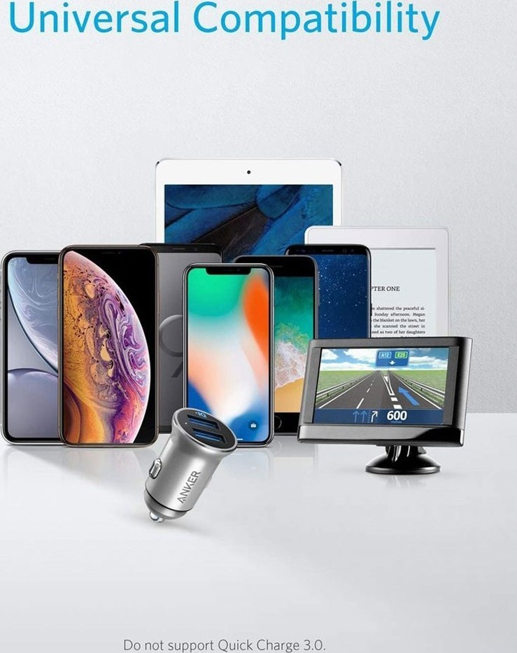 انكر شاحن سيارة فضي 2 مخارج USB