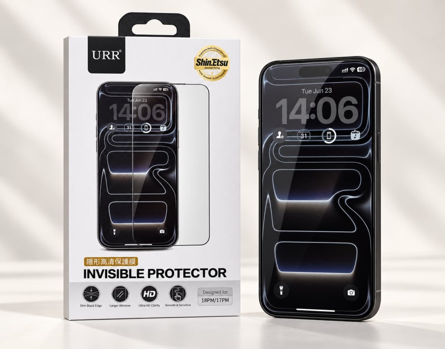 URR حماية شاشة Invisible للآيفون 17 و 18 برو وبرو ماكس