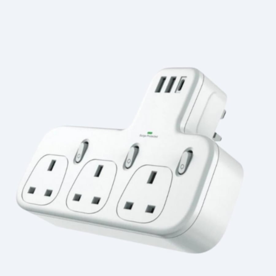 قسام كهرباء ثلاثي مع منفذين USB ومنفذ PD م/DX871 ماركة دينك
