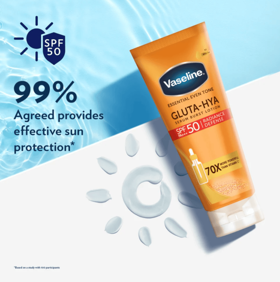 لوشن جلوتا هيا معزز بالسيروم مع عامل حماية من اشعة الشمس SPF50 من فازلين - 180 مل