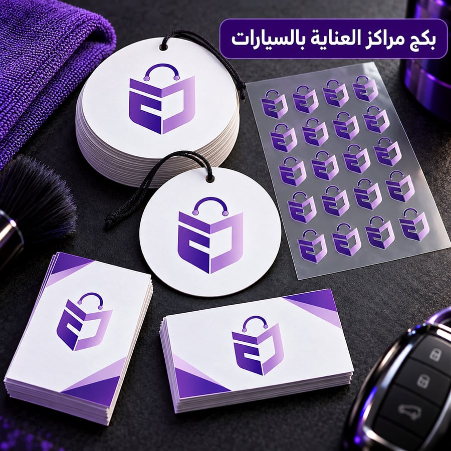 بكج مراكز العناية بالسيارات تعليقة مراية واستيكرات وكروت