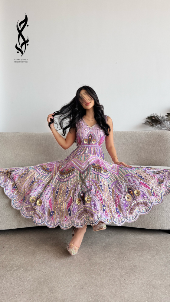 Indian mid-thobe in lavender color with khuzari embroidery