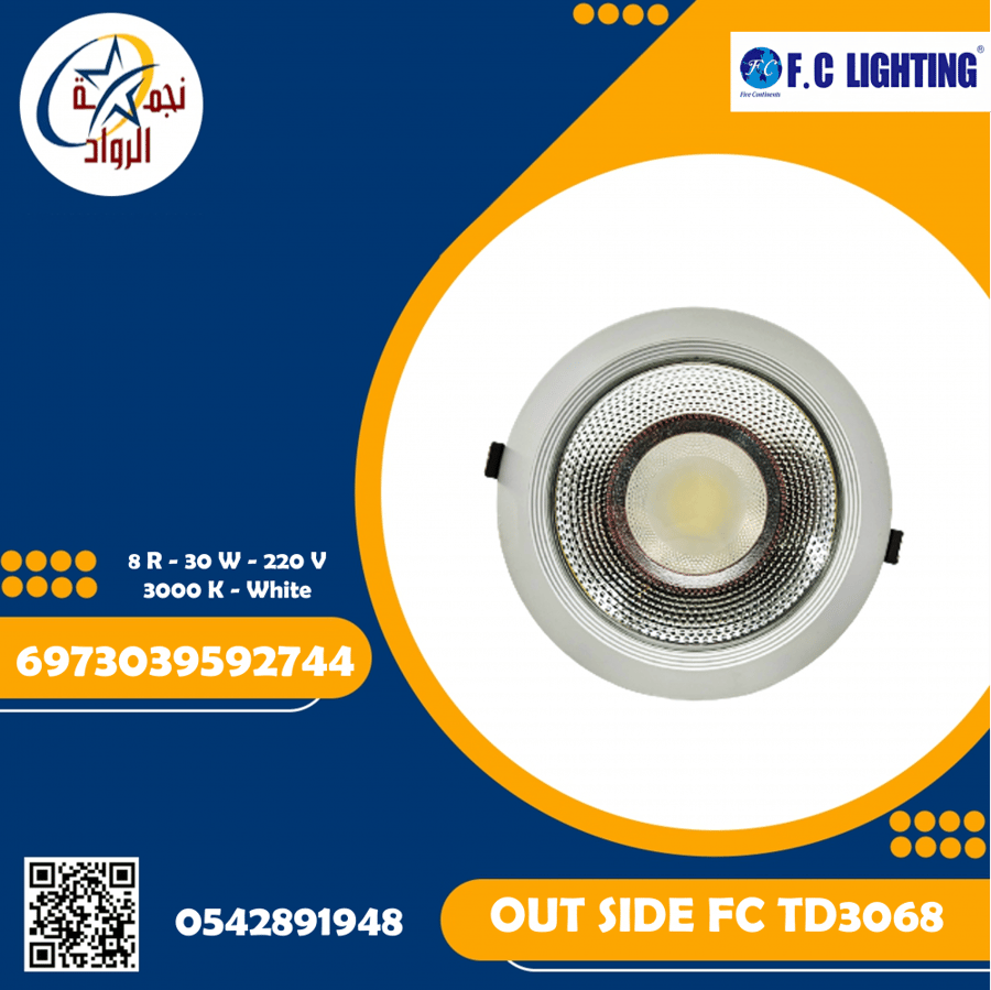 سبوت لايت 30W - 220V - 3000K - WH