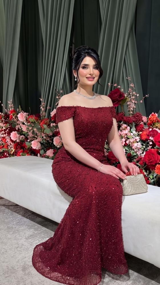 فستان لؤلؤة العنّاب الفاخر