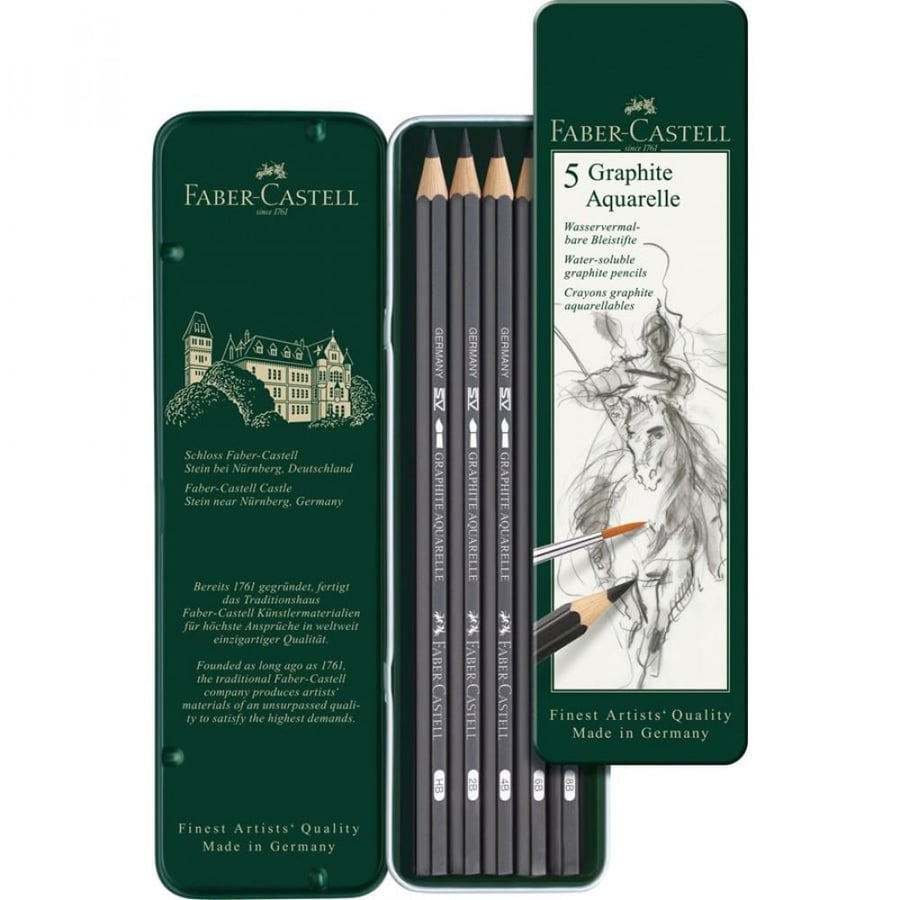 Faber Castell - طقم جرافيت مائي من ٦ أقلام مختلفة الدرجات  Graphite Aquarelle