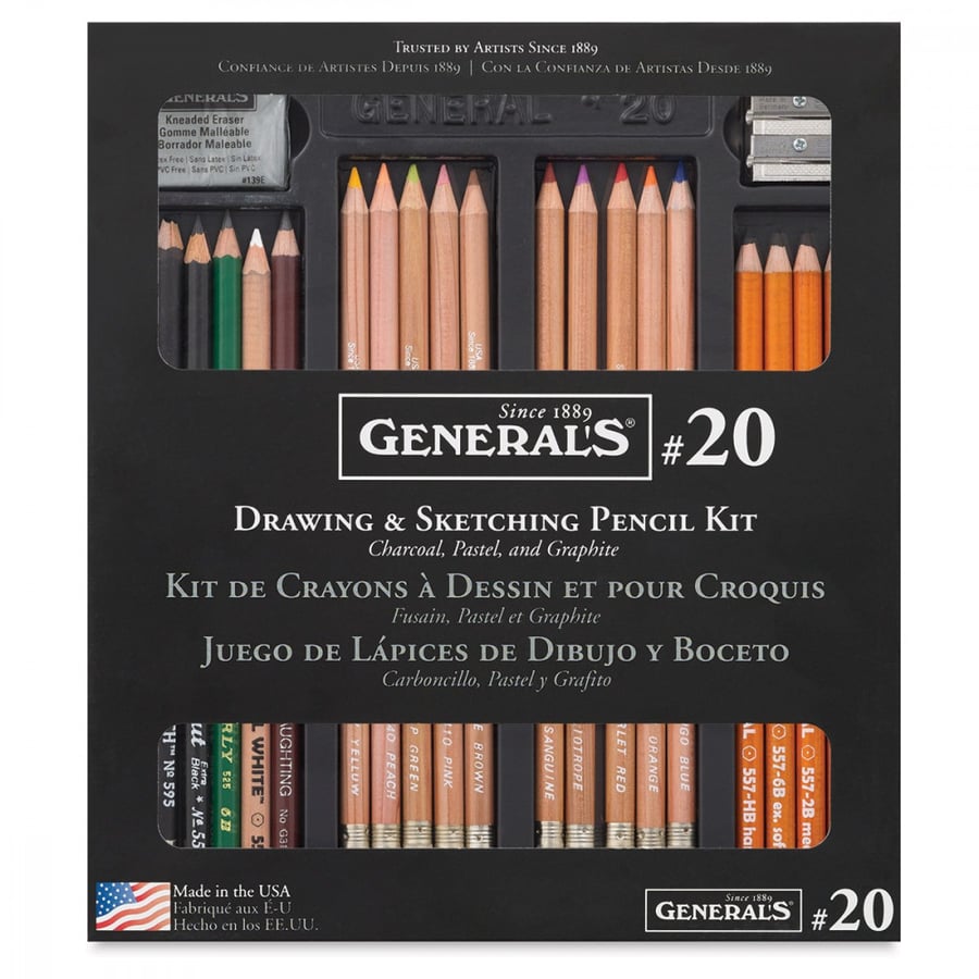 General's - طقم جرافيت وفحم وباستيل
