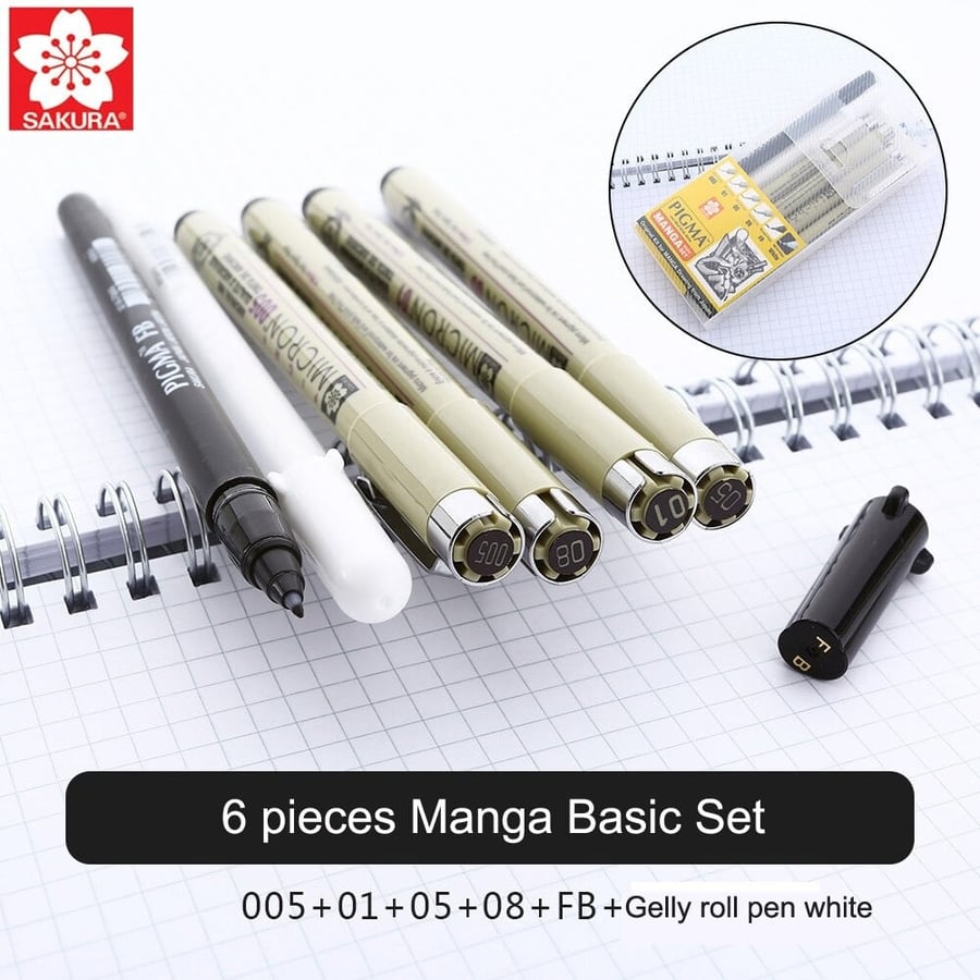 طقم ميكرون مانجا , 6 أقلام Pigma Manga Set