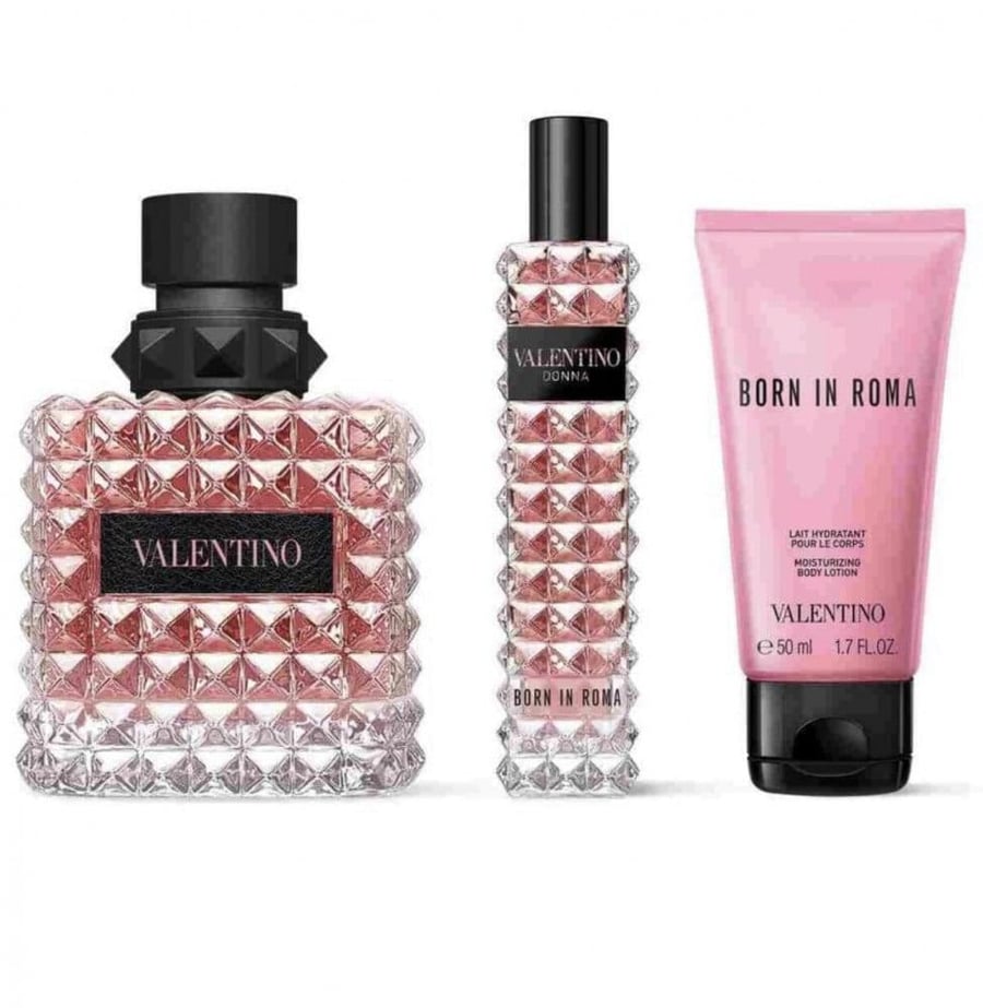 مجموعة دونا بورن إن روما من فالنتينو للنساء - او دو برفيوم ( عطر 100مل + عطر 15مل + لوشن للجسم 100مل )