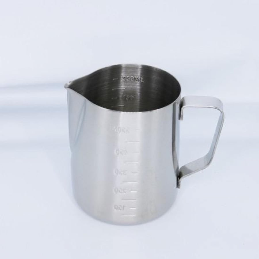 A cup of coffee made from the best natural cream of Estil for heating milk for coffee and drawing on it 500 ml