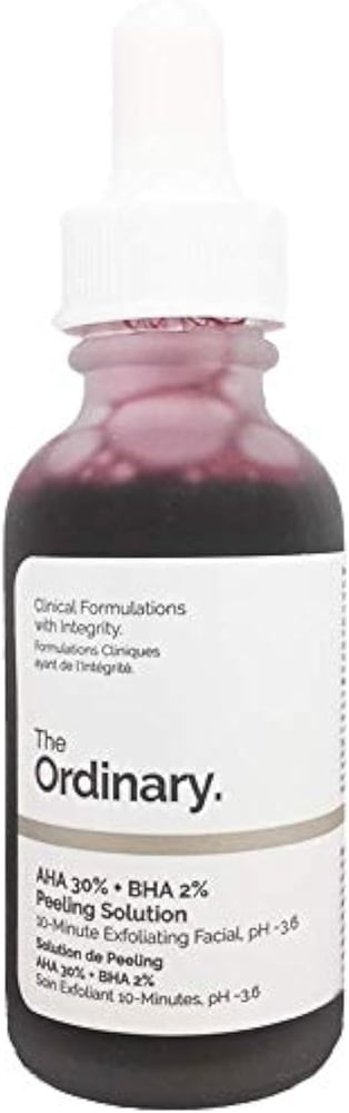 Exfoliating solution with 30% alpha hydroxy acid and 2% beta acid from The Ordinary
