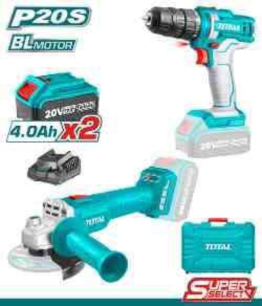 Drill and torch set 20V with case and extra battery TOTAL TCKLI20157