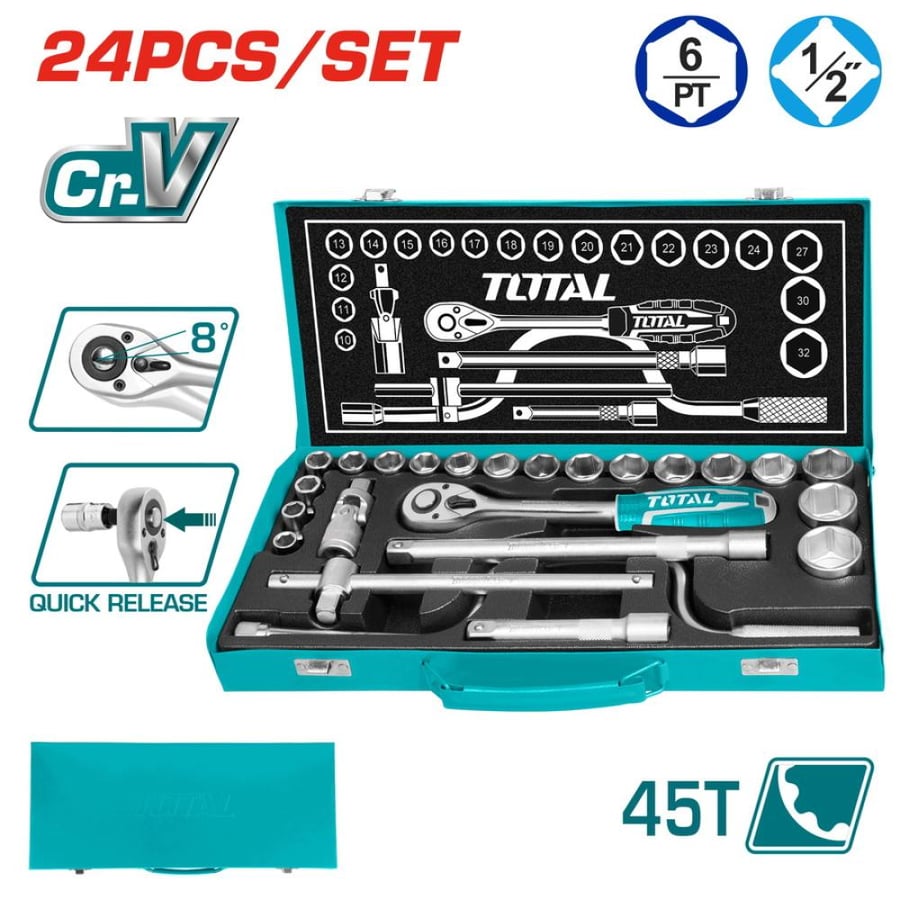 طقم حبوب TOTAL 24 Pcs 1/2" THT141253