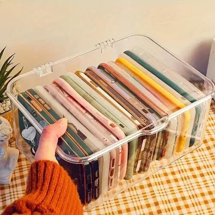 صندوق بلاستيكي شفاف لتنظيم وتخزين مختلف الأغراض بطريقة انيقة وعصرية
