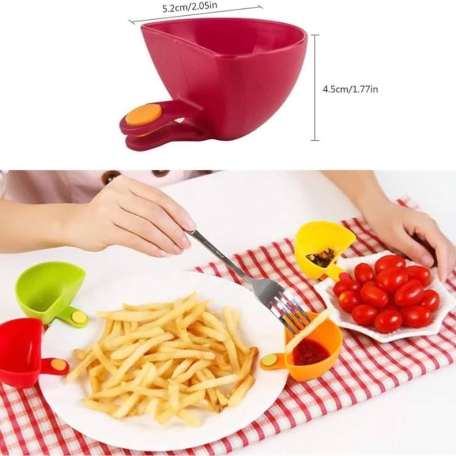 حامل وعاء للصوص بمشبك للتغميس (مجموعة من 4 قطع)