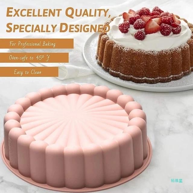 قالب كيك سيليكون دائري بتصميم مضلع 20 سم وهو مثالي لصنع كعكات ذات شكل أنيق وغير لاصق
