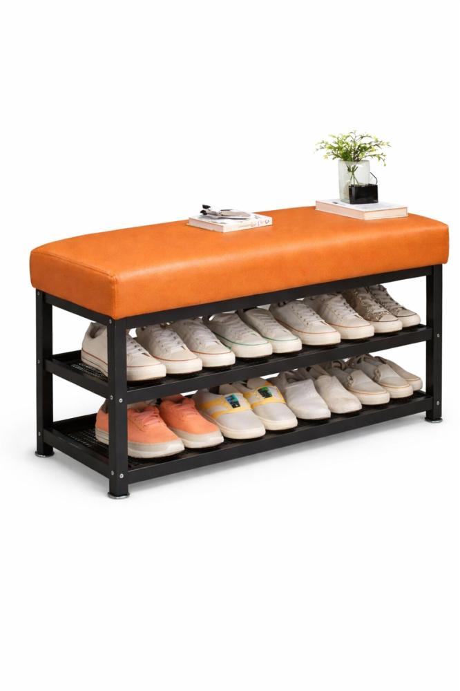 Shoe Bench with Storage – 3 Tier Entryway Shoe Rack Bench with Cushioned Seat